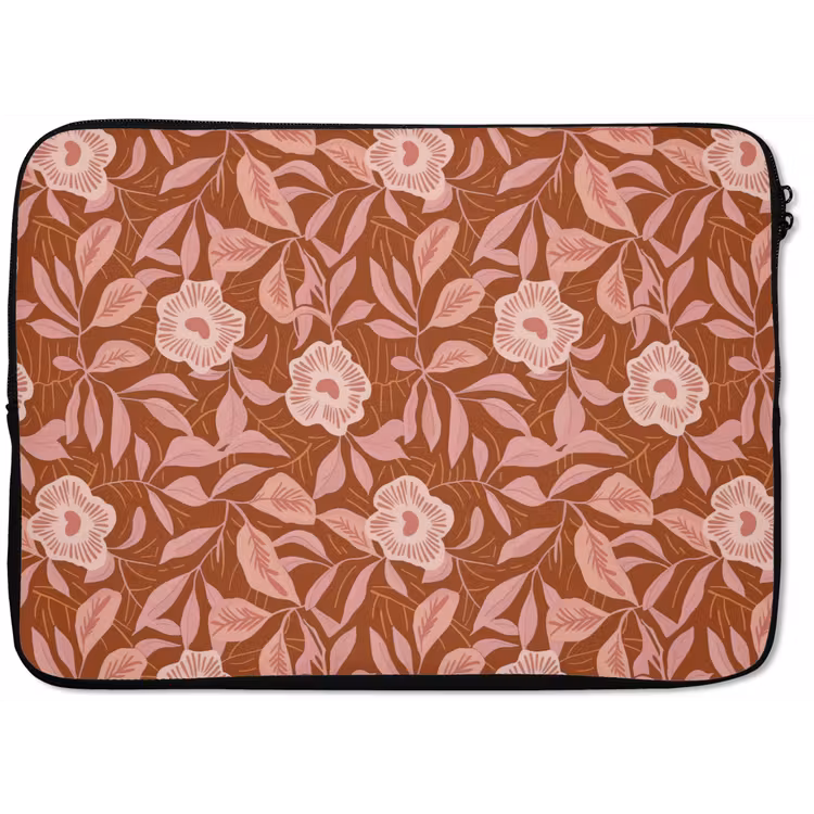 Laptophoes - Patroon - Bladeren - Terracotta — 1