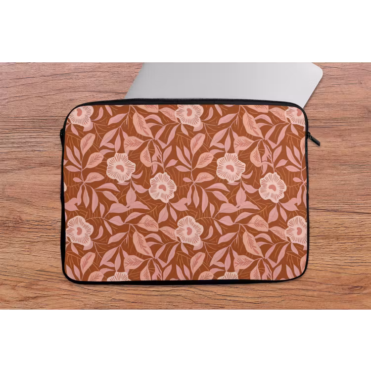 Laptophoes - Patroon - Bladeren - Terracotta — 2