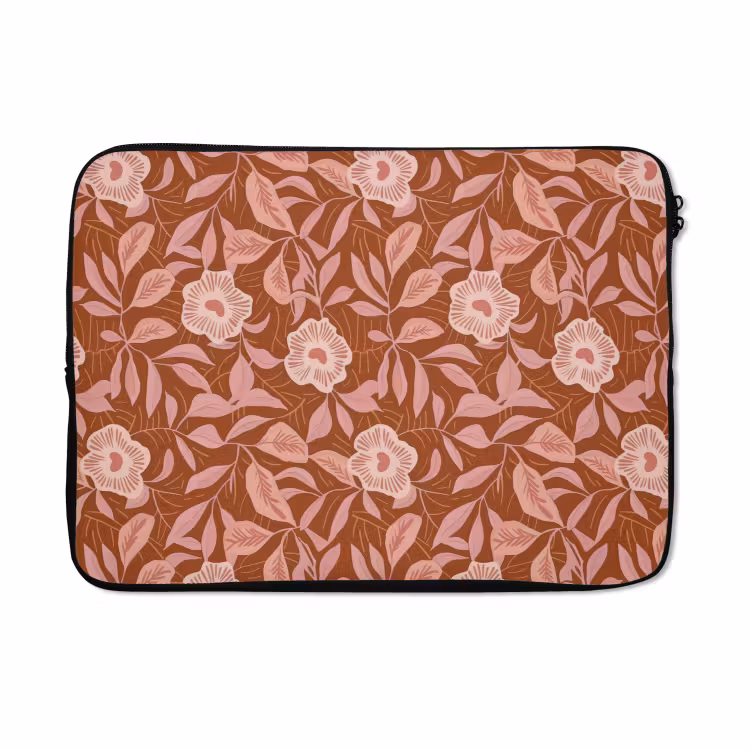 Laptophoes - Patroon - Bladeren - Terracotta — 5