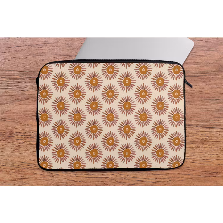 Laptophoes - Patroon - Retro - Bruin — 2