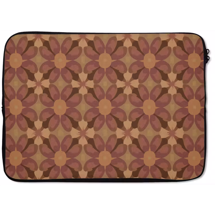 Laptophoes - Retro - Bloemen - Bruin — 1