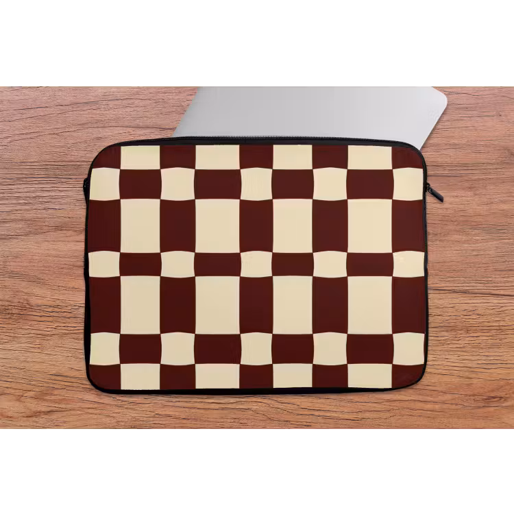 Laptophoes - Retro - Patroon - Bruin — 2