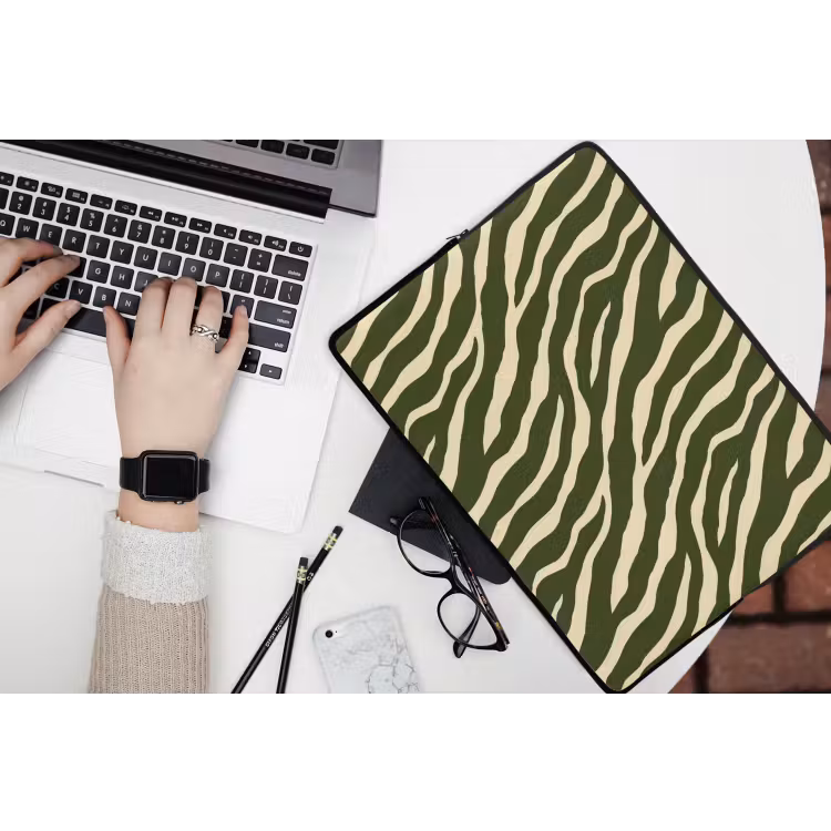 Laptophoes - Zebra - Patroon - Groen — 3