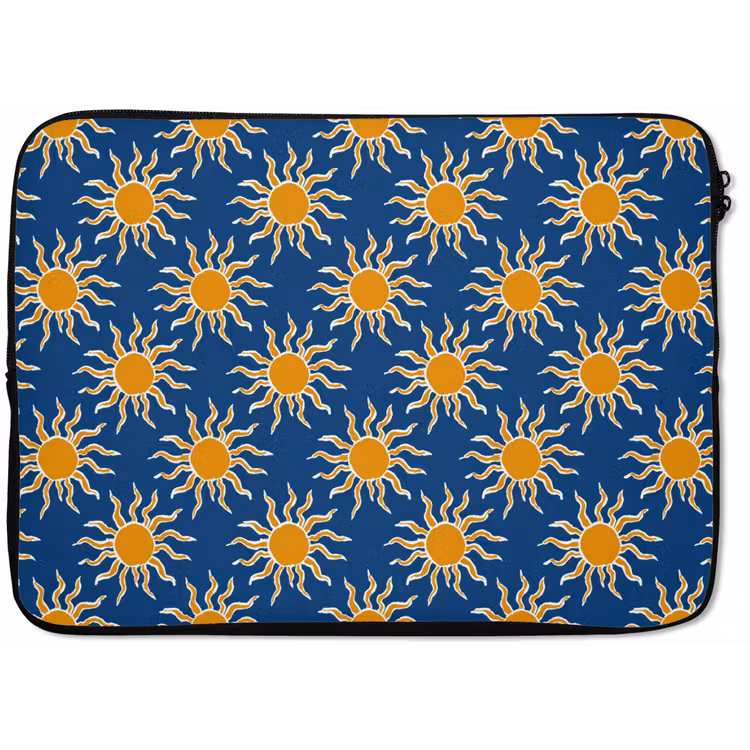 Laptophoes - Zon - Patroon - Blauw — 1
