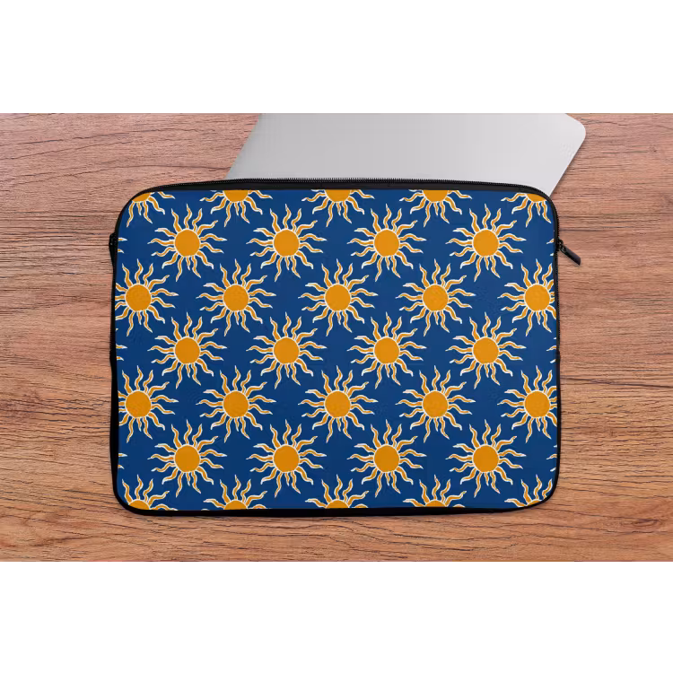 Laptophoes - Zon - Patroon - Blauw — 2