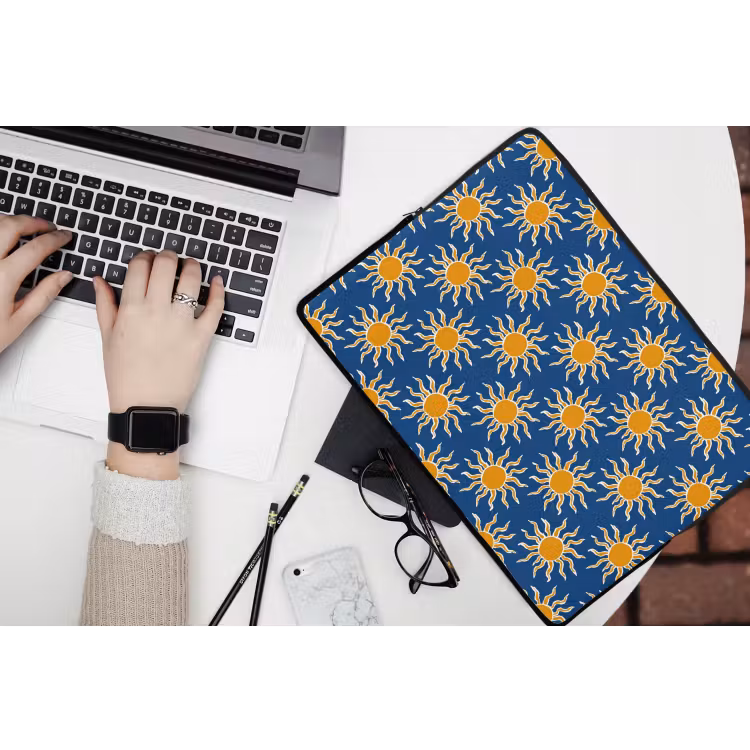 Laptophoes - Zon - Patroon - Blauw — 3