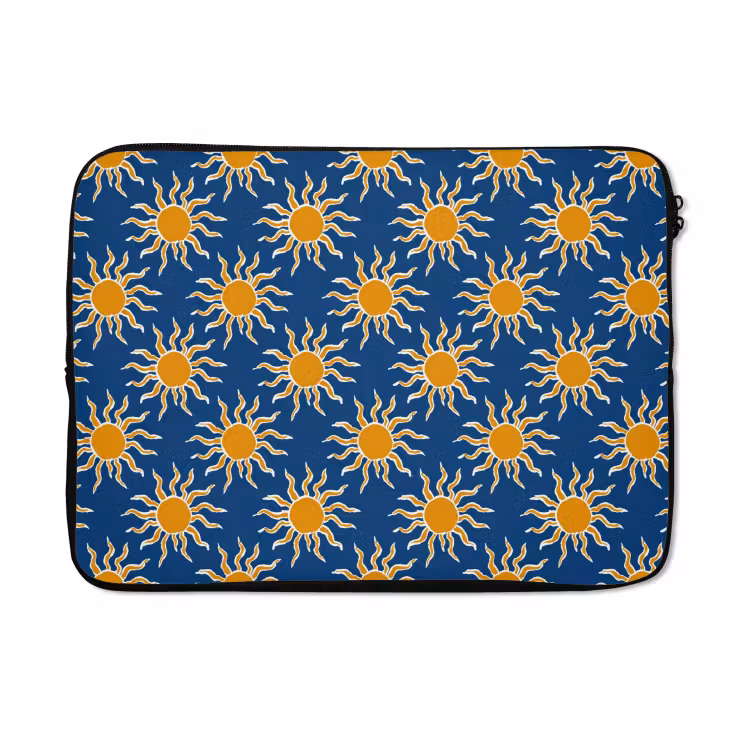 Laptophoes - Zon - Patroon - Blauw — 5