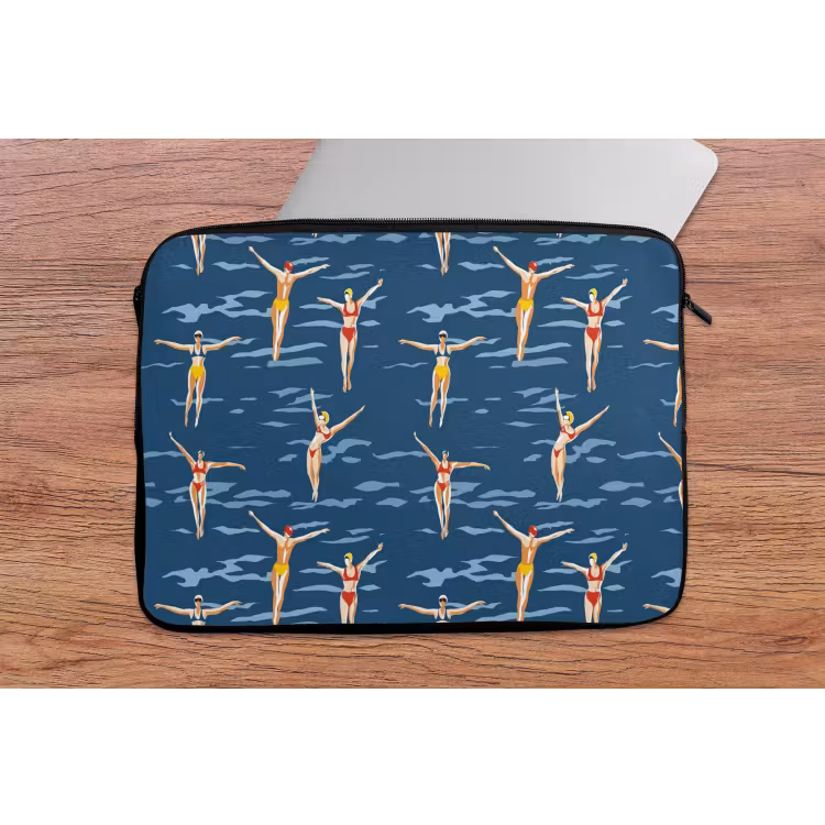Laptophoes - Zwemsters- Retro - Blauw — 2