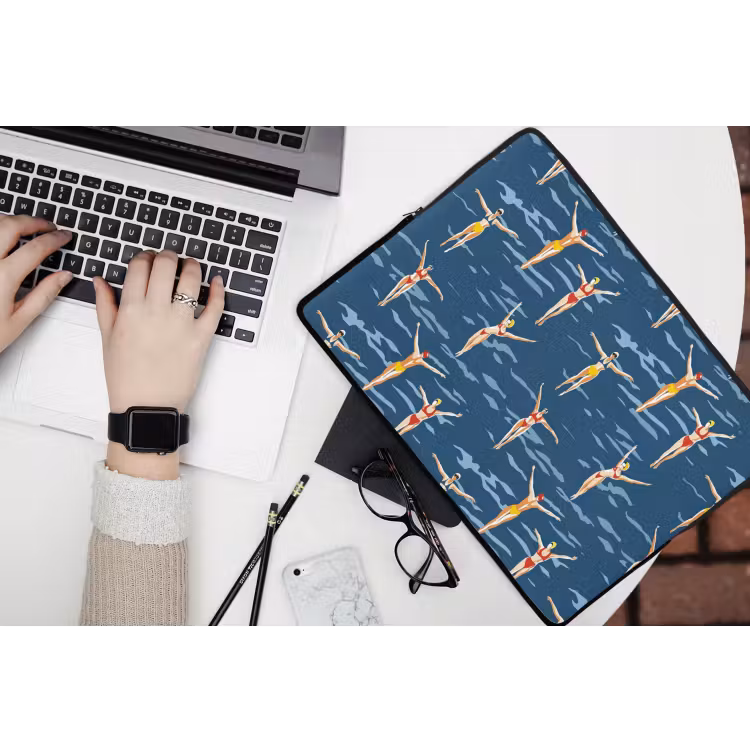 Laptophoes - Zwemsters- Retro - Blauw — 3
