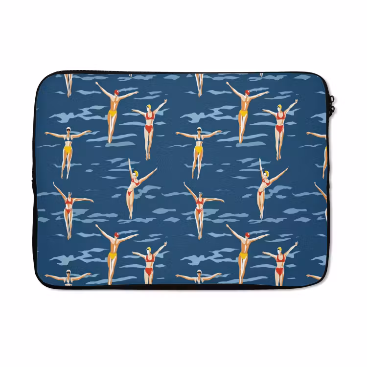 Laptophoes - Zwemsters- Retro - Blauw — 5