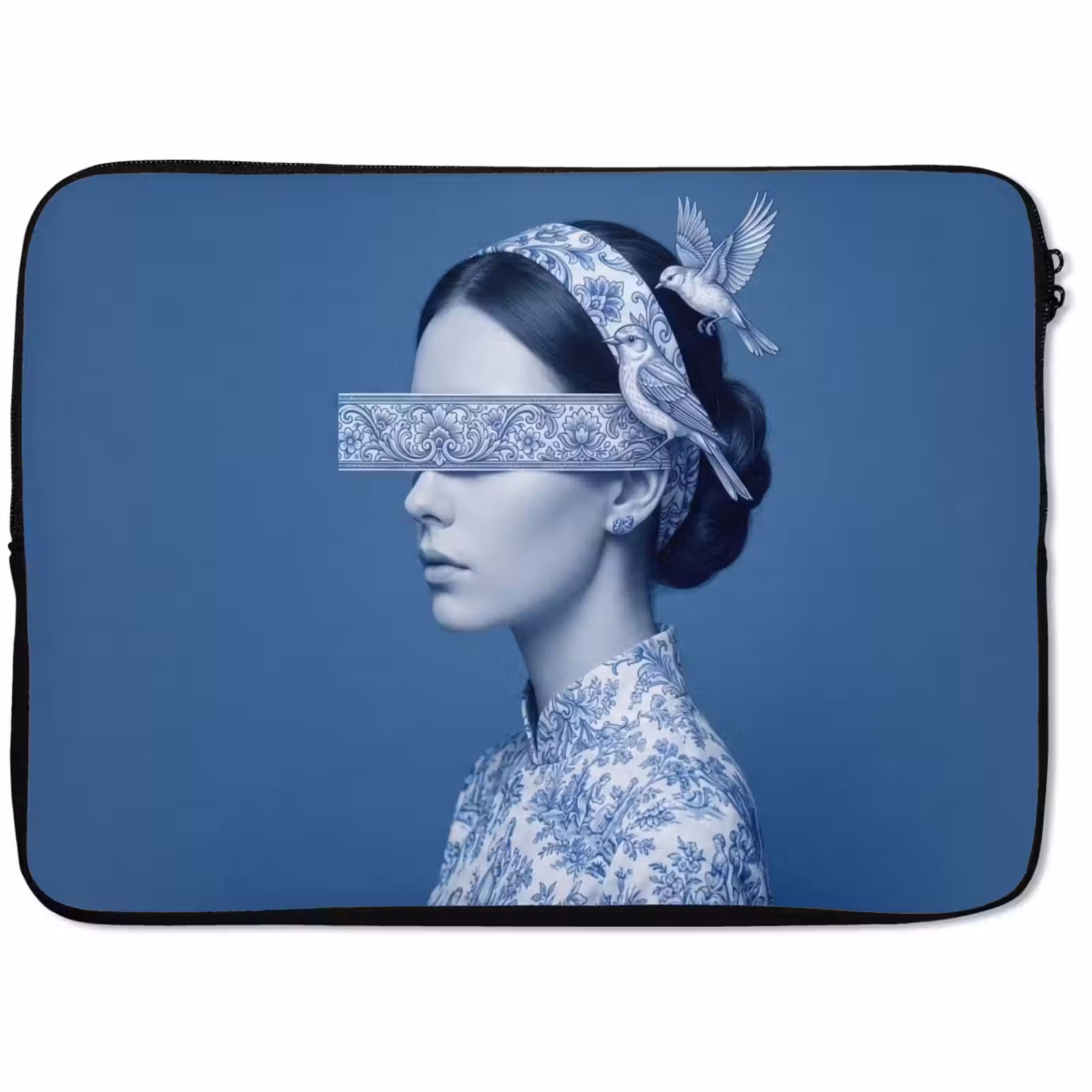 Laptophoes - Portret - Klassiek - Wit - Blauw — 1