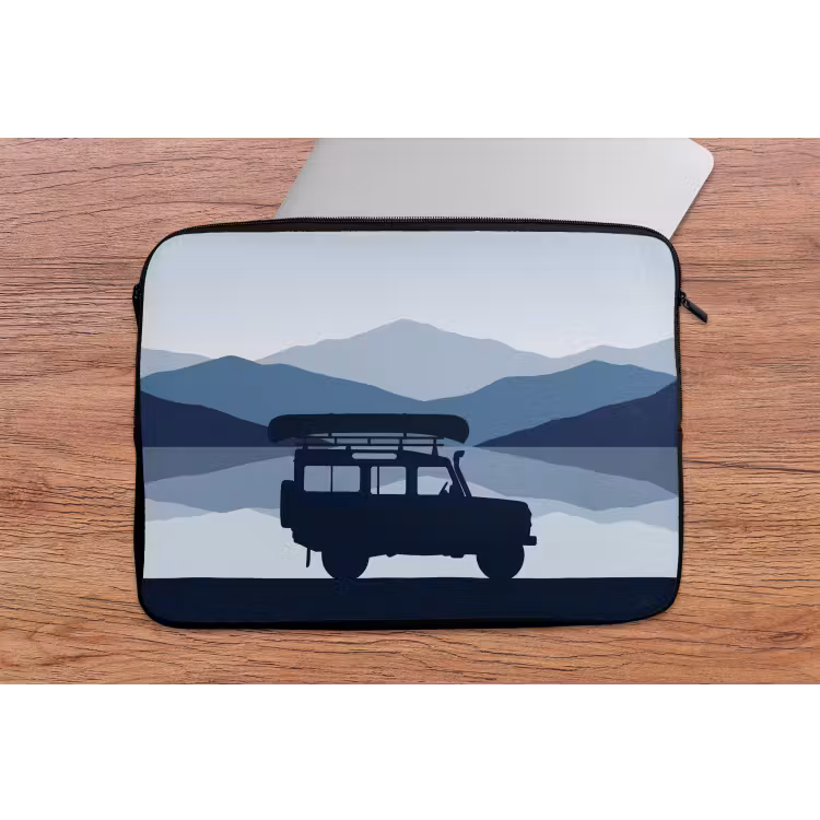 Laptophoes - Auto - Meer - Bergen - Blauw — 2