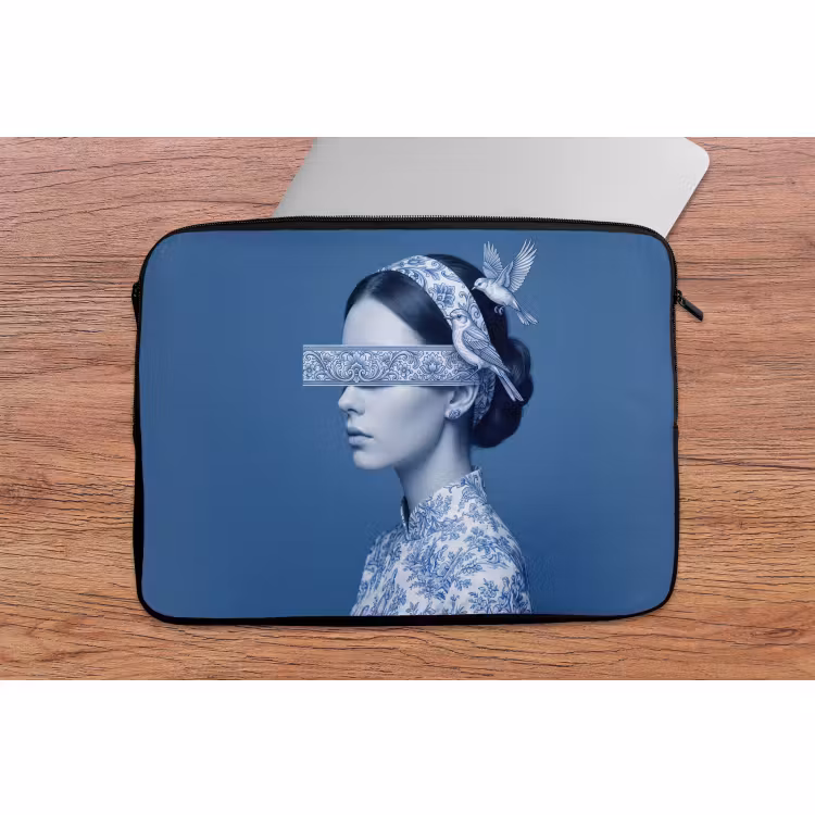 Laptophoes - Portret - Klassiek - Wit - Blauw — 2