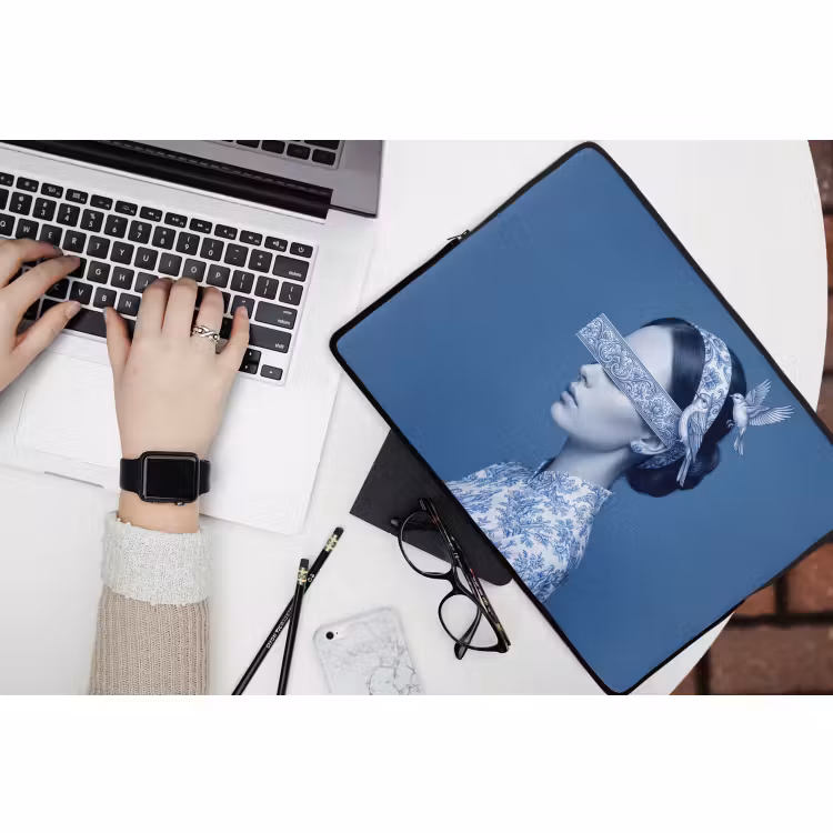Laptophoes - Portret - Klassiek - Wit - Blauw — 3