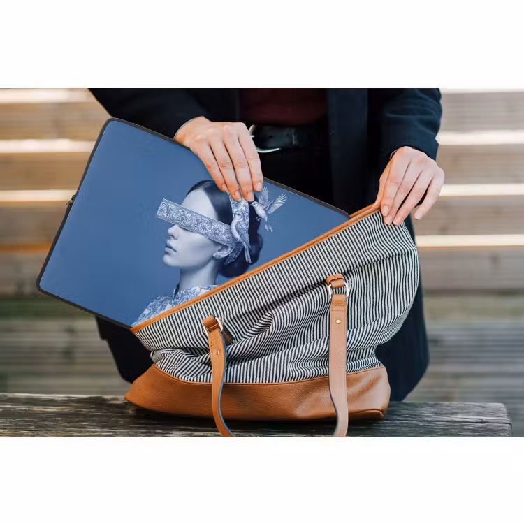 Laptophoes - Portret - Klassiek - Wit - Blauw — 4