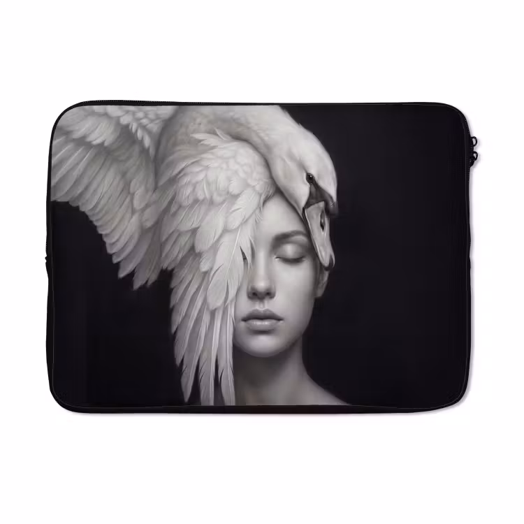 Laptophoes - Portret - Zwaan - Zwart - Wit — 5