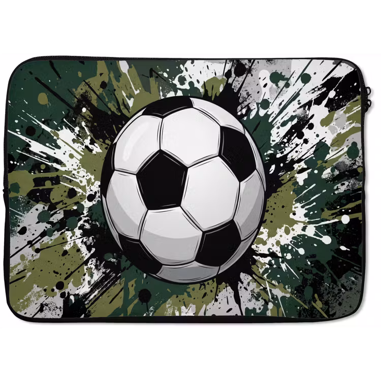 Laptophoes - Voetbal - Verf - Spetters - Groen — 1