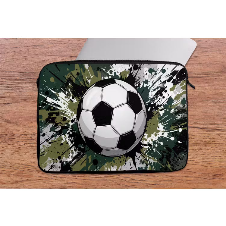 Laptophoes - Voetbal - Verf - Spetters - Groen — 2