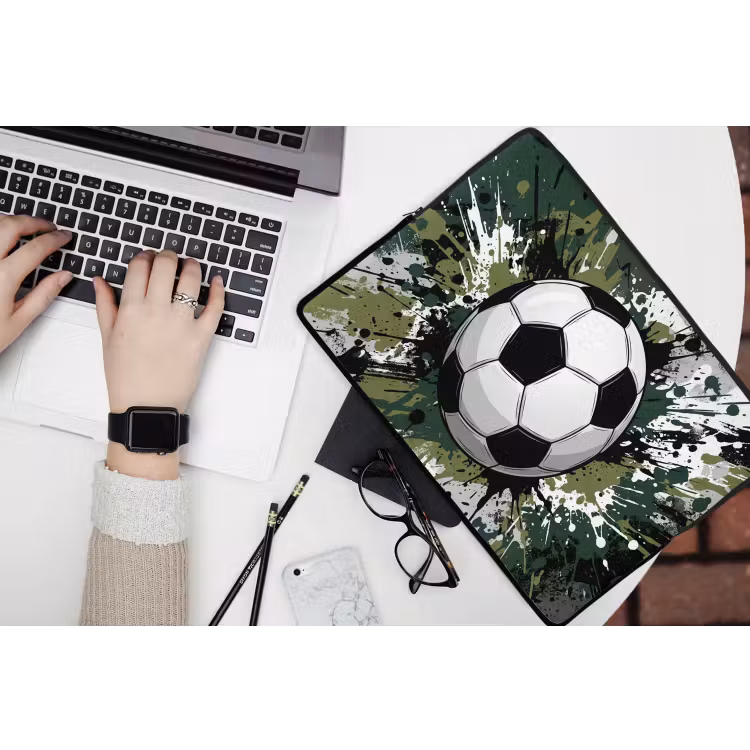 Laptophoes - Voetbal - Verf - Spetters - Groen — 3