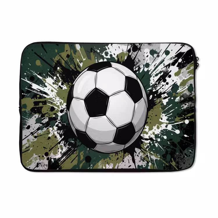 Laptophoes - Voetbal - Verf - Spetters - Groen — 5