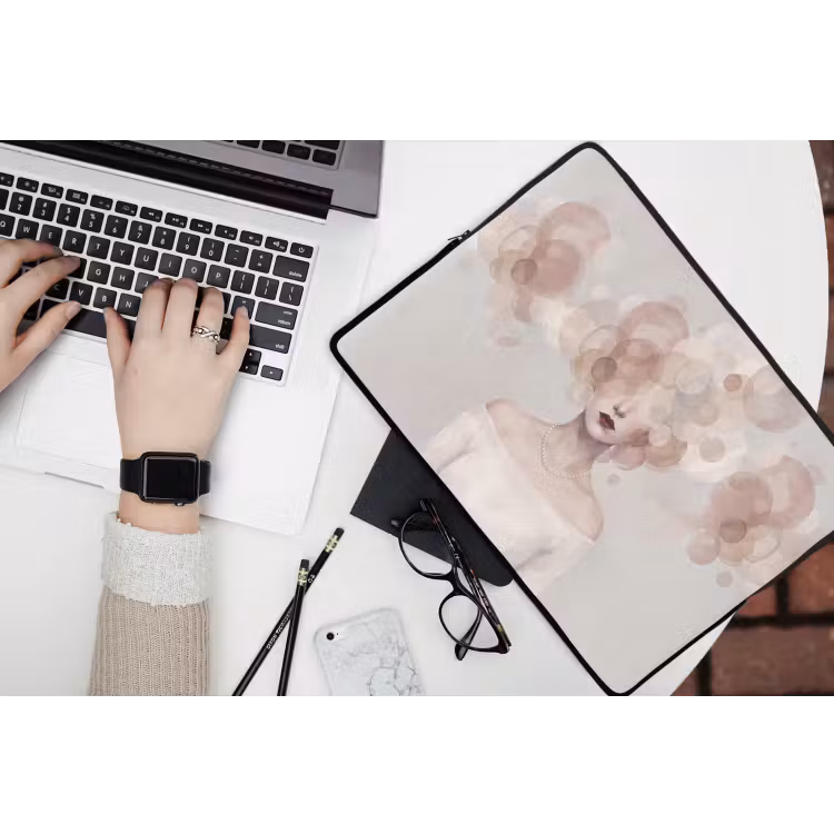 Laptophoes - Vrouw - Cirkels - Beige — 3