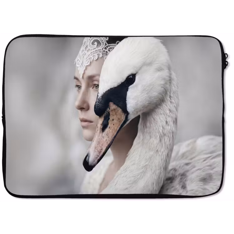 Laptophoes - Vrouw - Zwaan - Wit — 1