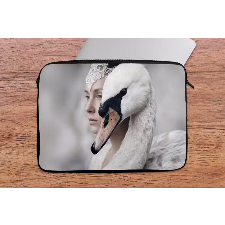 Laptophoes - Vrouw - Zwaan - Wit — 2