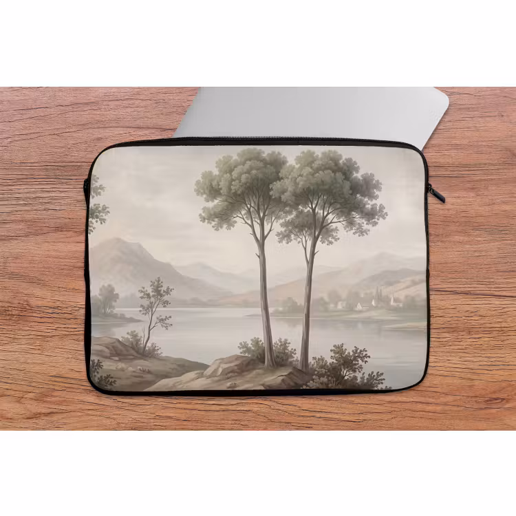 Laptophoes - Bomen - Meer - Bergen - Illustratie — 2