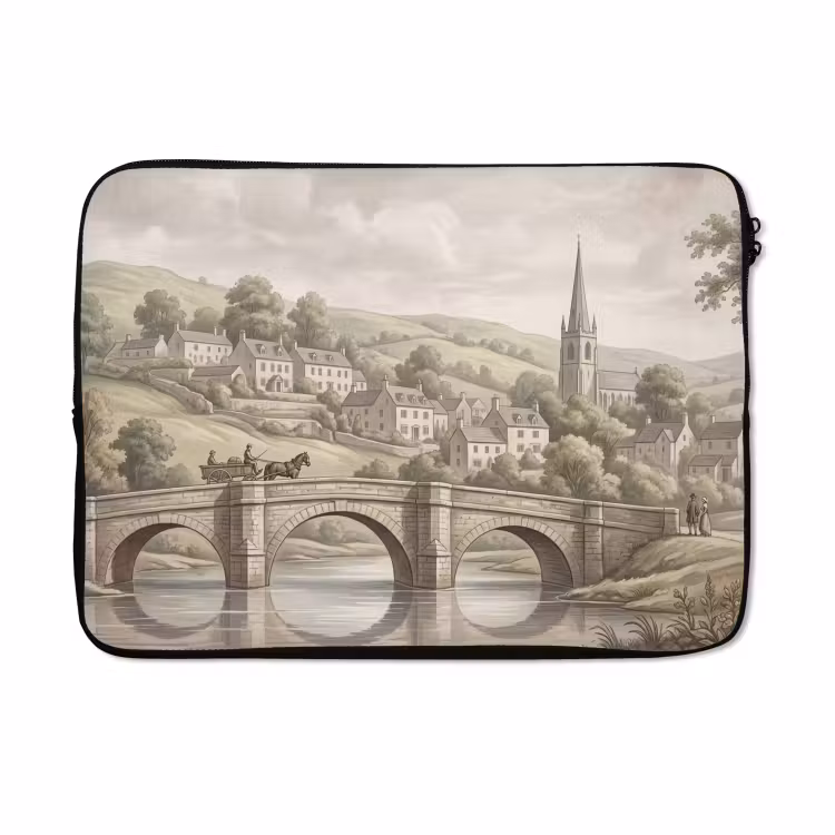 Laptophoes - Dorp - Brug - Uitzicht - Groen — 5