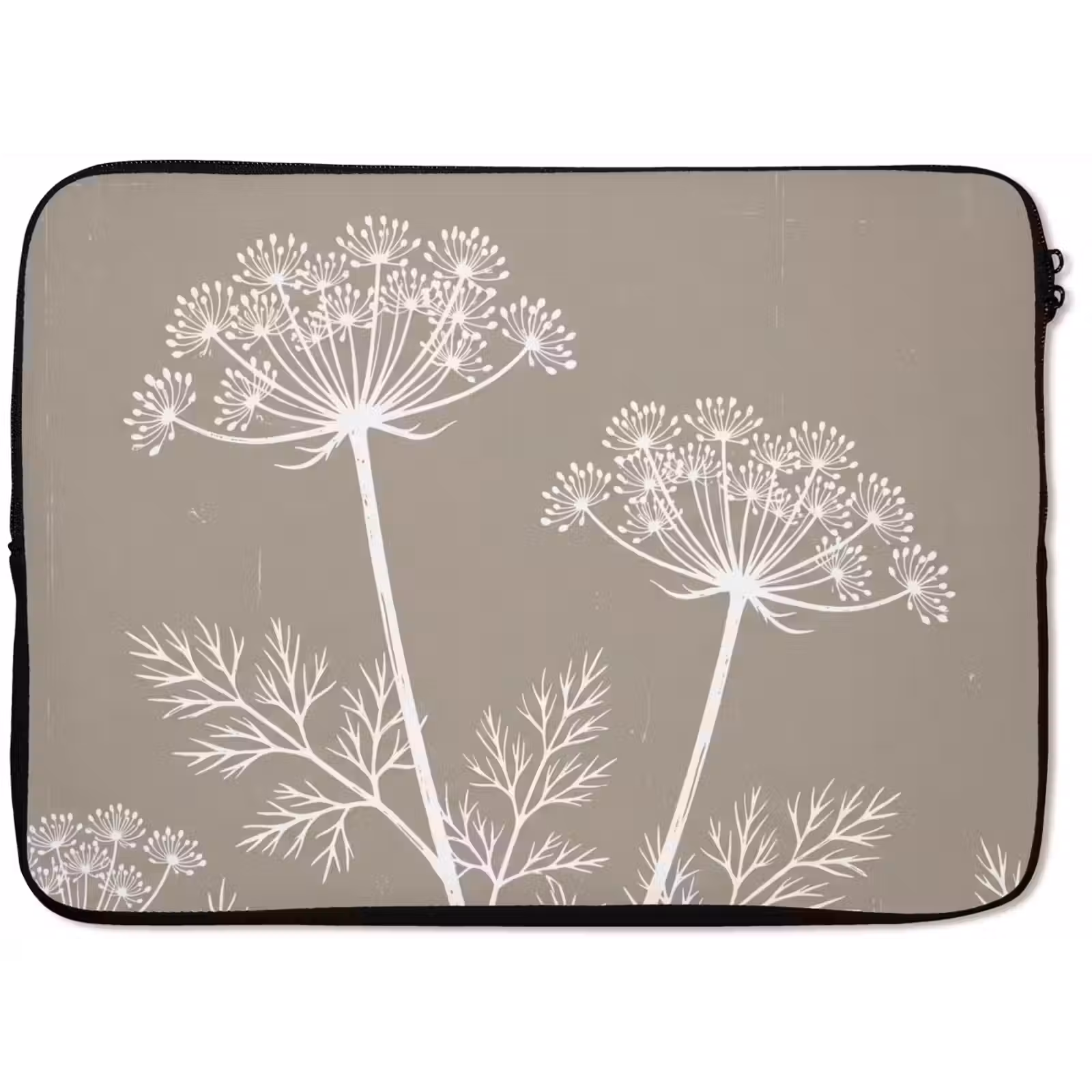 Laptophoes - Grafisch - Fluitenkruid - Taupe — 1
