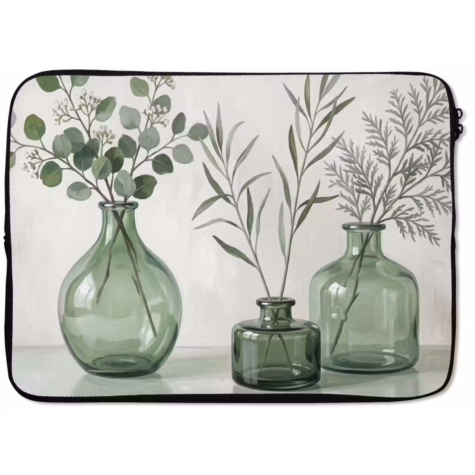 Laptophoes - Vazen - Bladeren - Groen — 1