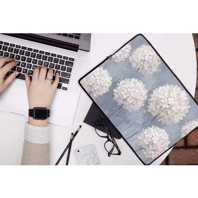 Laptophoes - Bloemen - Illustratie - Blauw — 3