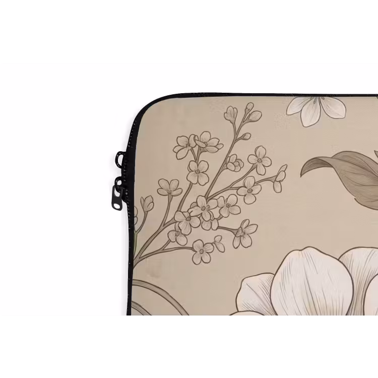 Laptophoes - Bloemen - Patroon - Beige — 6