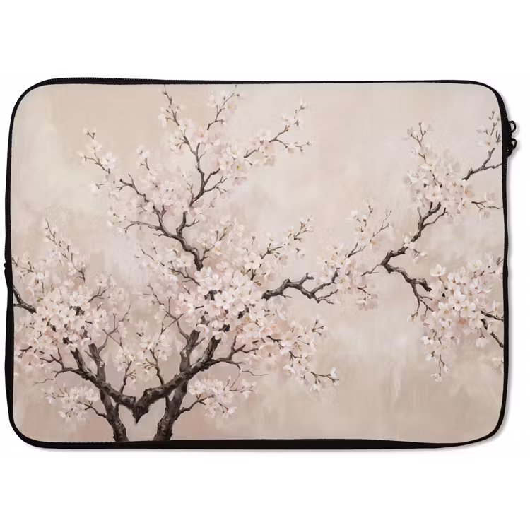 Laptophoes - Bloesem - Illustratie - Taupe — 1