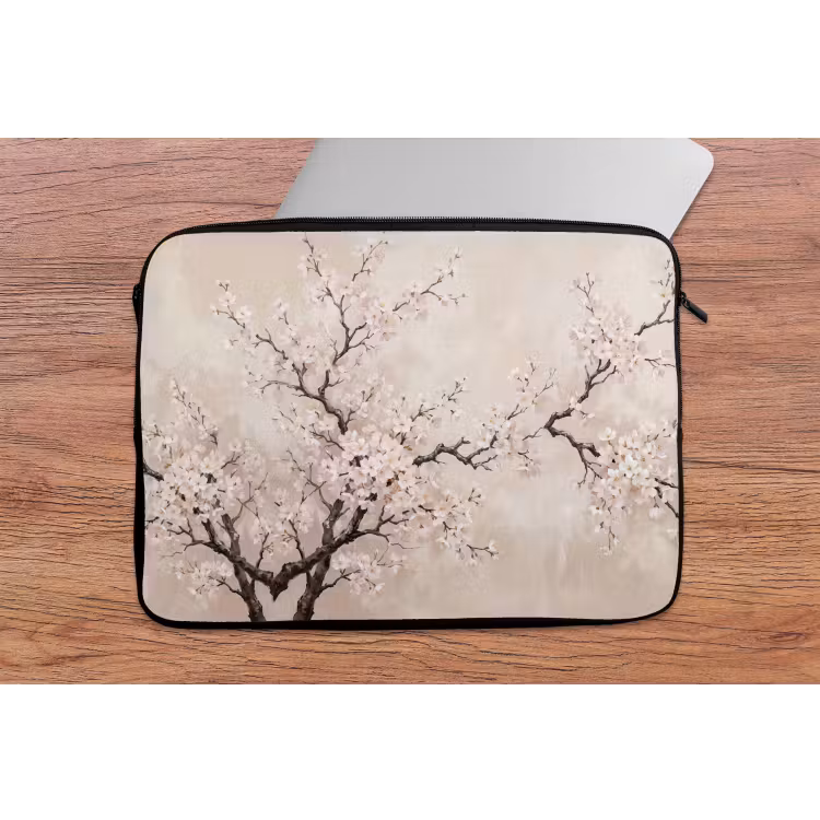 Laptophoes - Bloesem - Illustratie - Taupe — 2