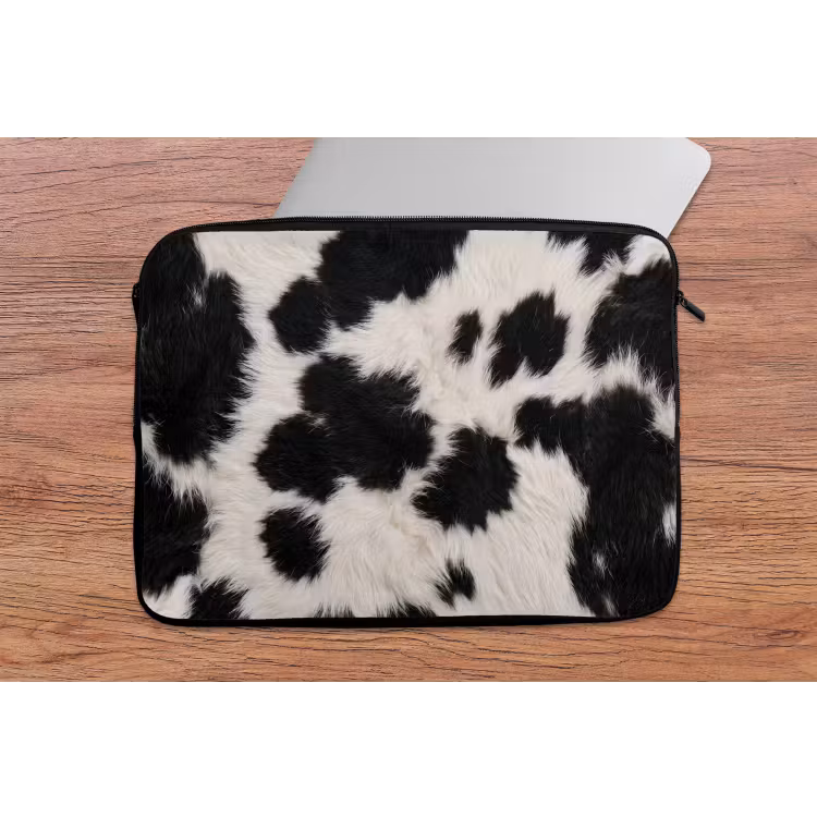 Laptophoes - Bont - Textuur - Zwart - Wit — 2
