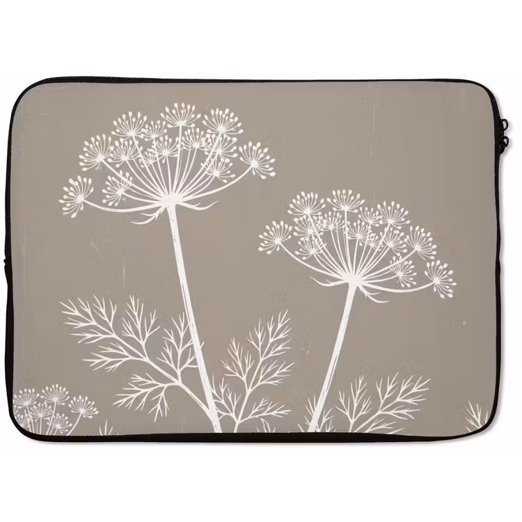 Laptophoes - Grafisch - Fluitenkruid - Taupe — 1