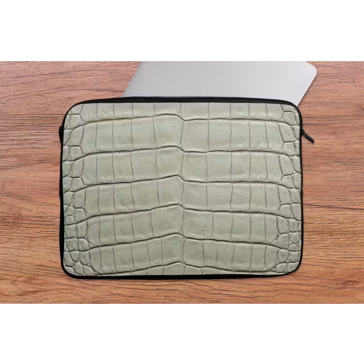 Laptophoes - Krokodillenleer - Schubben - Groen — 2