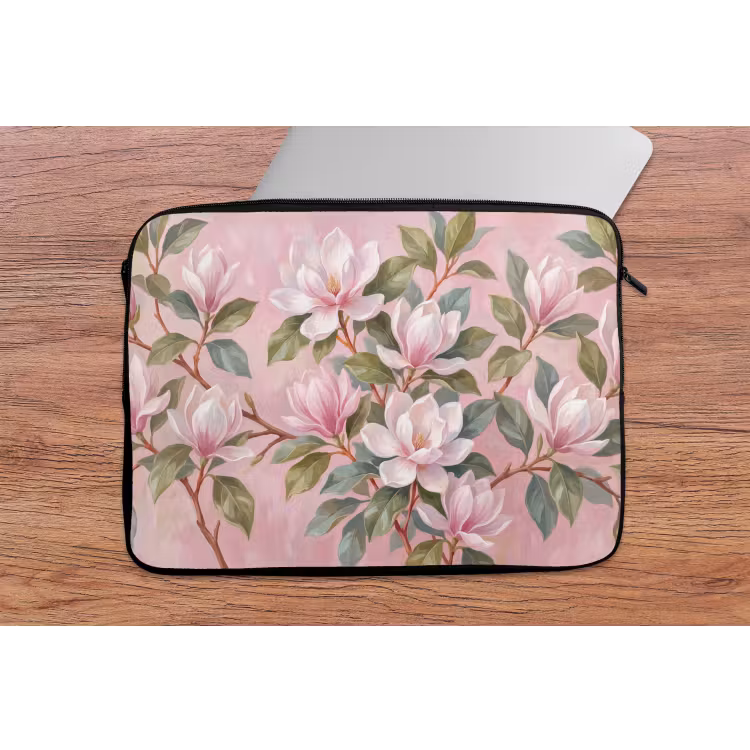 Laptophoes - Magnolia's - Patroon - Roze — 2