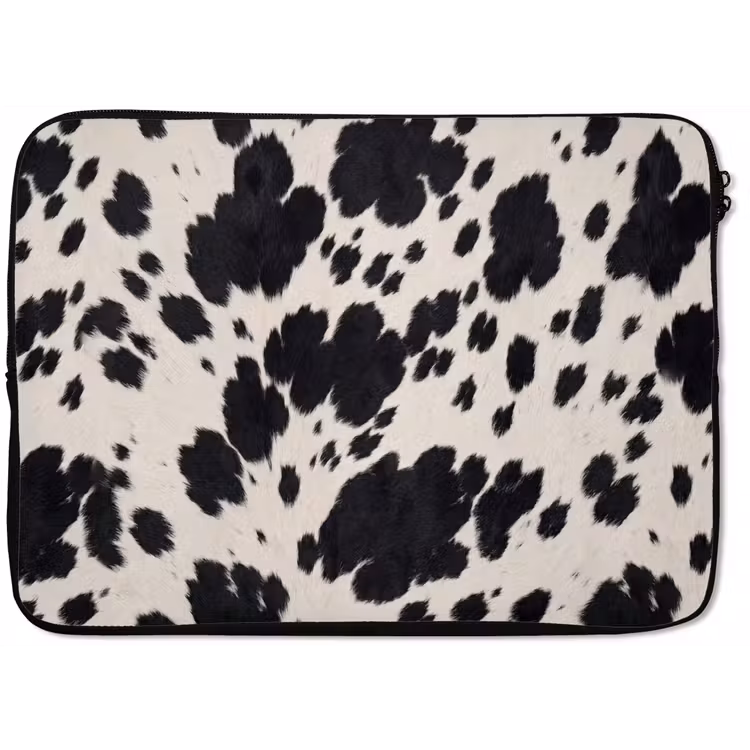Laptophoes - Patroon - Vacht - Zwart - Wit — 1