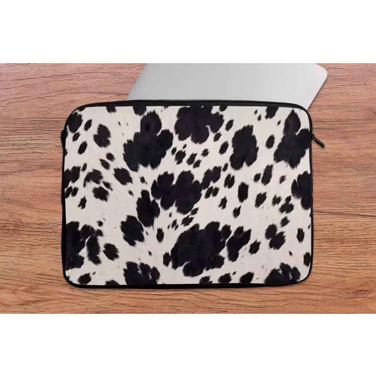 Laptophoes - Patroon - Vacht - Zwart - Wit — 2
