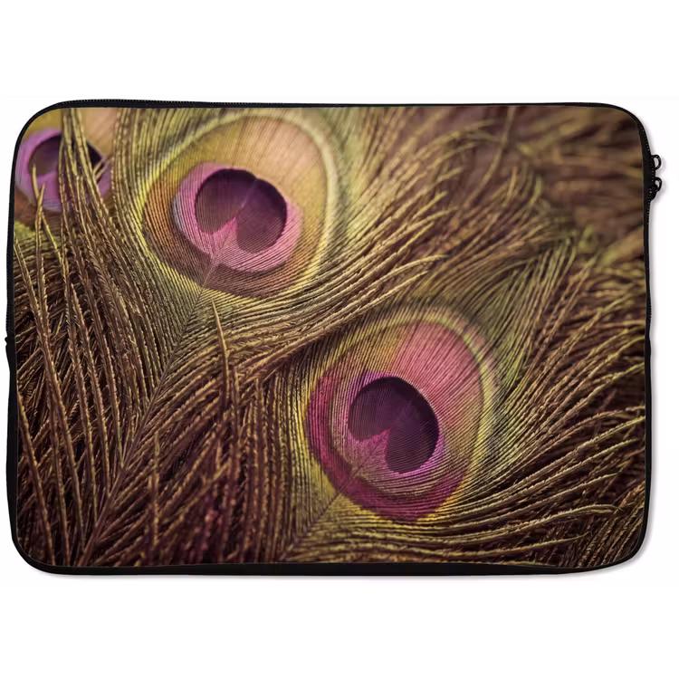 Laptophoes - Pauw - Veren - Paars - Groen — 1