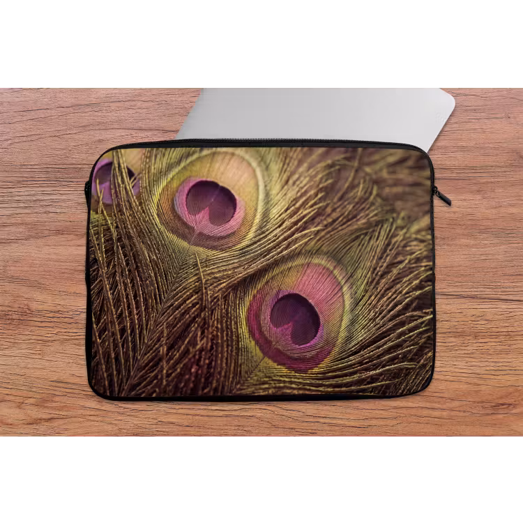 Laptophoes - Pauw - Veren - Paars - Groen — 2