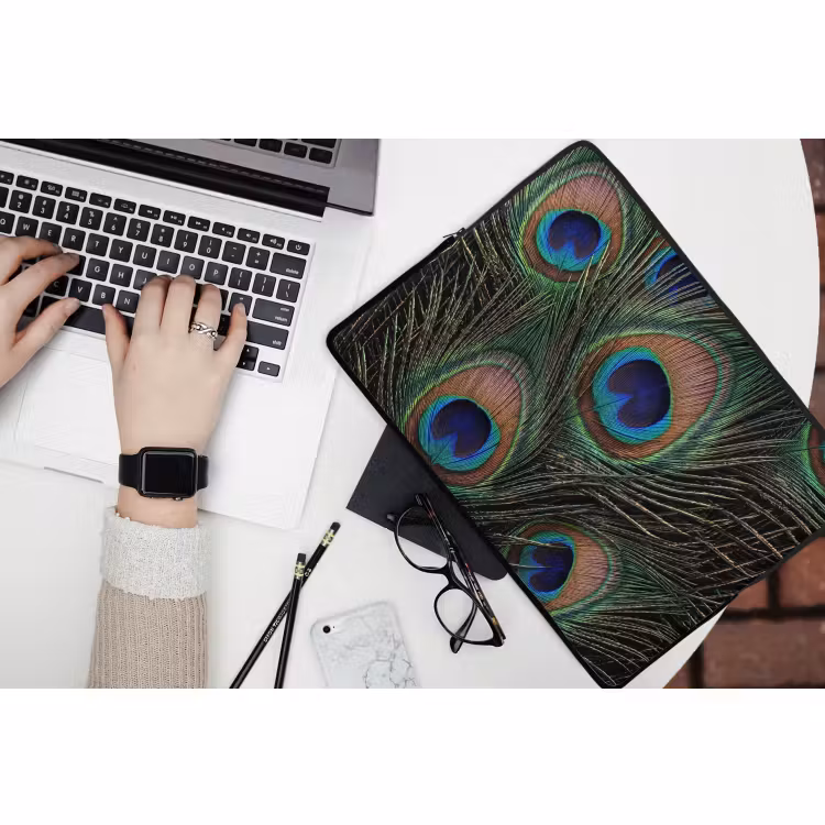 Laptophoes - Pauwenveren - Klassiek - Groen — 3
