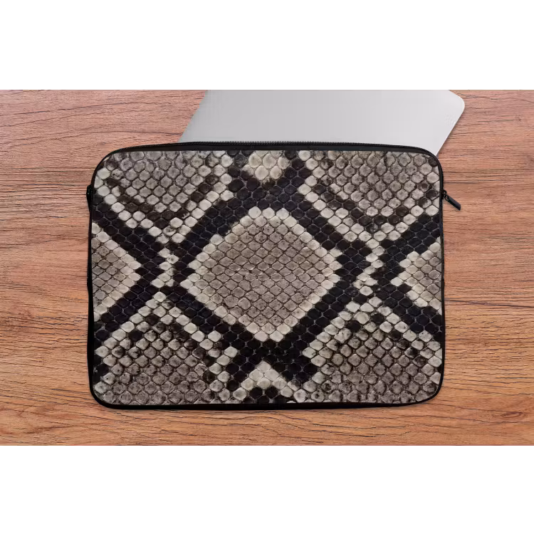 Laptophoes - Slangenleer - Patroon - Beige — 2