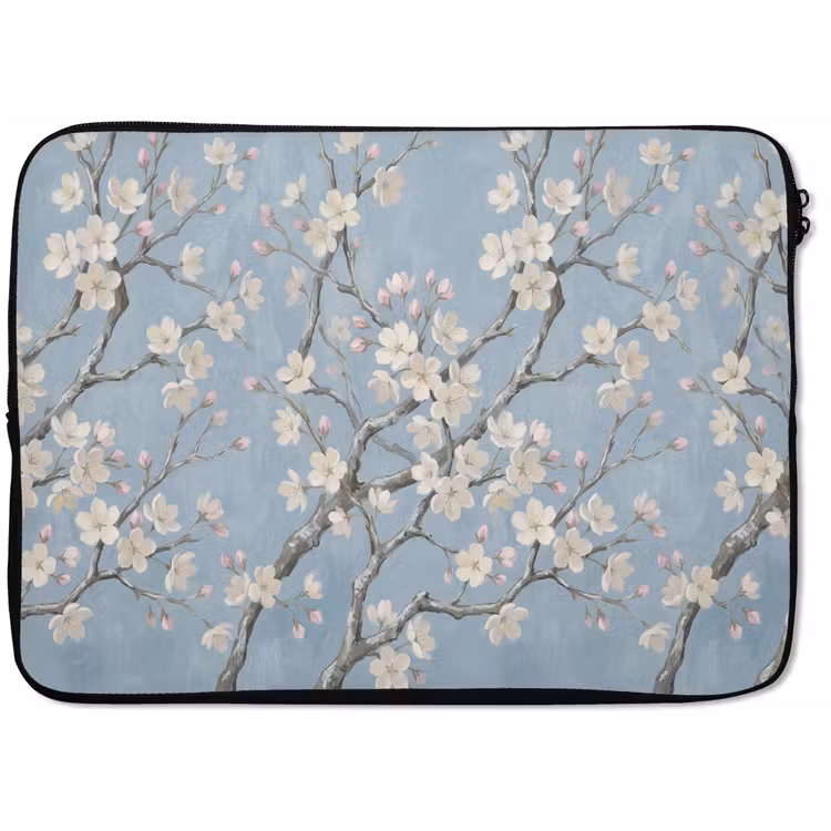 Laptophoes - Takken - Kersenbloesem - Blauw — 1