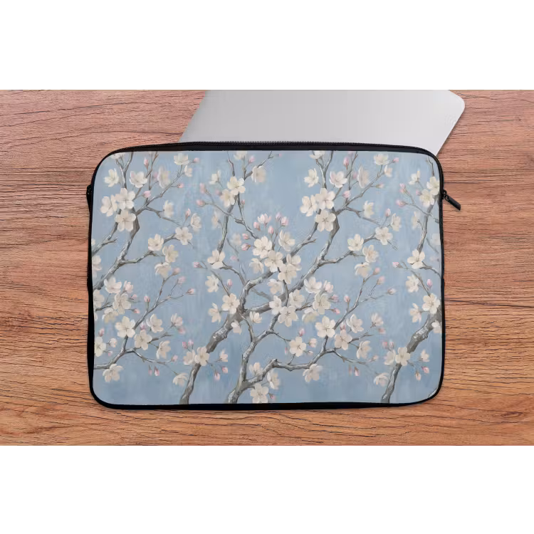 Laptophoes - Takken - Kersenbloesem - Blauw — 2