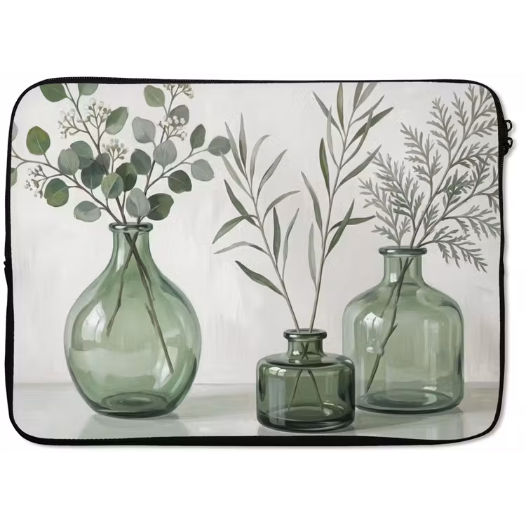 Laptophoes - Vazen - Bladeren - Groen — 1