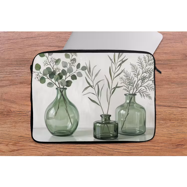Laptophoes - Vazen - Bladeren - Groen — 2