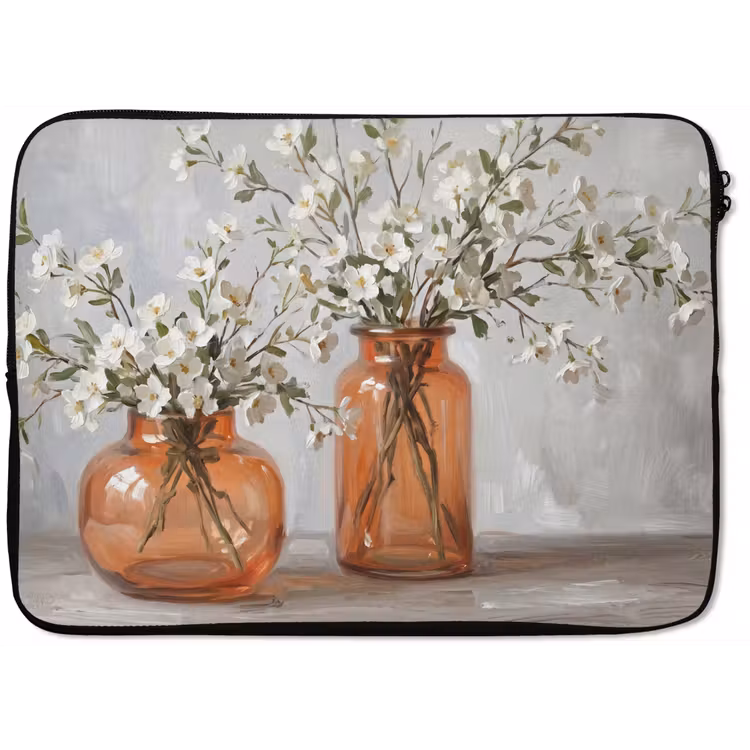 Laptophoes - Vazen - Bloemen - Oranje — 1